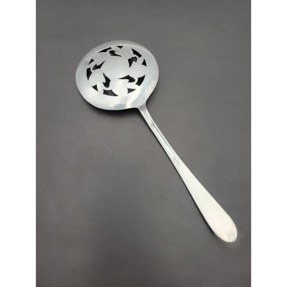 Rogers International Silver Co. TS Round Slotted Serving Spoon Vtg